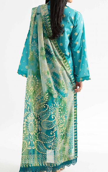 Nishat Teal Lawn Suit | Pakistani Lawn Dress in USA- Image 2