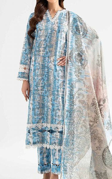 Nishat Blue/Ivory Lawn Suit | Pakistani Lawn Dress in USA- Image 1