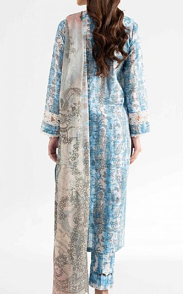 Nishat Blue/Ivory Lawn Suit | Pakistani Lawn Dress in USA- Image 2