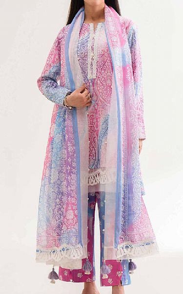 Nishat Pink/Blue Lawn Suit | Pakistani Lawn Dress in USA- Image 1