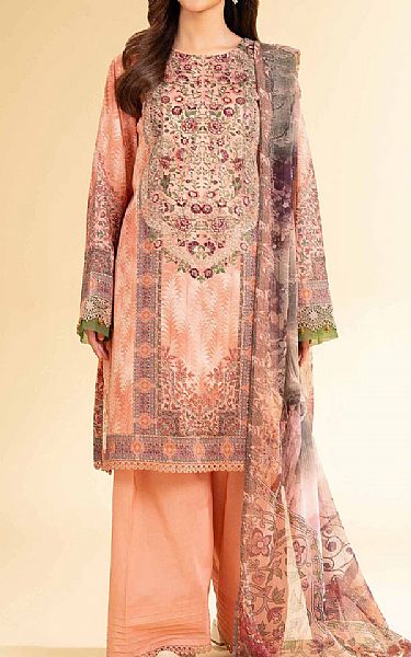 Nishat Peach Lawn Suit | Pakistani Lawn Dress in USA- Image 1
