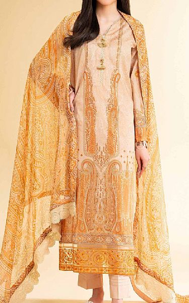 Nishat Peach/Orange Lawn Suit | Pakistani Lawn Dress in USA- Image 1