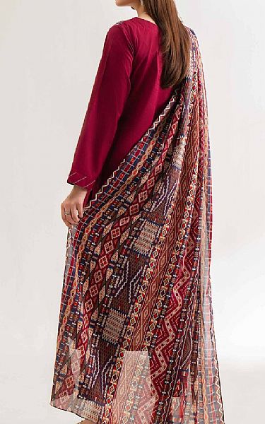 Nishat Deep Carmine Cambric Suit | Pakistani Lawn Dress in USA- Image 2