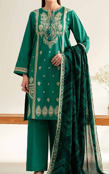 Nishat Emerald Green Cambric Suit | Pakistani Lawn Dress in USA- Image 1