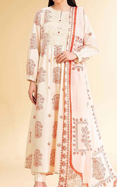 Nishat Ivory Lawn Suit | Pakistani Lawn Dress in USA- Image 1