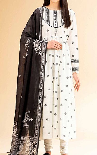 Nishat Off White/Black Lawn Suit | Pakistani Lawn Dress in USA- Image 1