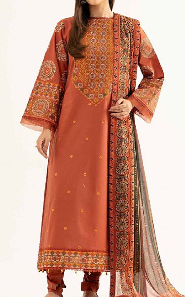 Nishat Rust Cambric Suit | Pakistani Lawn Dress in USA- Image 1