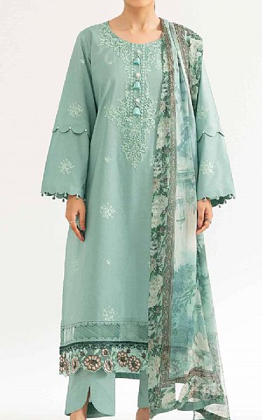 Nishat Mint Green Cambric Suit | Pakistani Lawn Dress in USA- Image 1