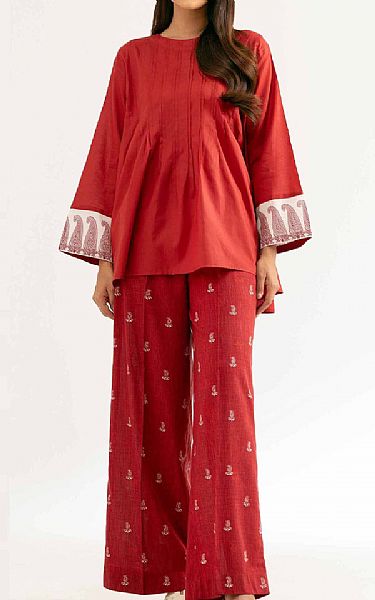 Nishat Persian Red Lawn Suit (2 pcs) | Pakistani Lawn Dress in USA- Image 1