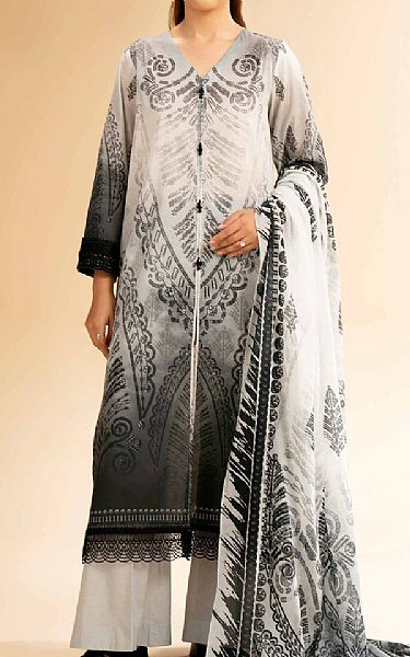 Nishat Ash White/Black Cambric Suit | Pakistani Lawn Dress in USA- Image 1