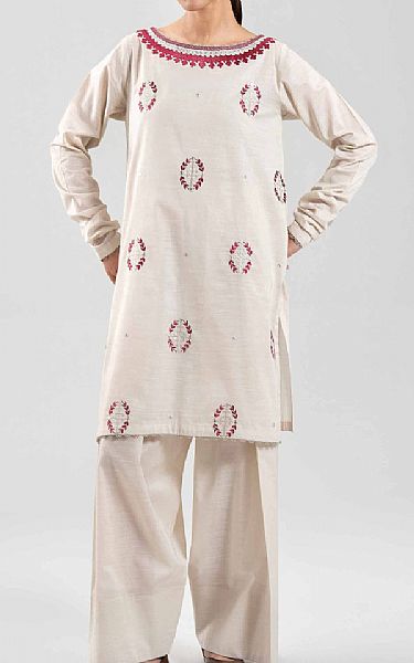Nishat Off White Cambric Suit (2 pcs) | Pakistani Lawn Dress in USA- Image 1