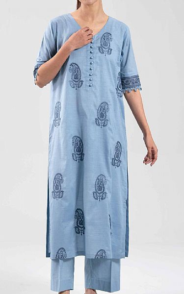 Nishat Slate Blue Cambric Suit (2 pcs) | Pakistani Lawn Dress in USA- Image 1