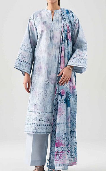 Nishat Pale Aqua Lawn Suit (2 pcs) | Pakistani Lawn Dress in USA- Image 1
