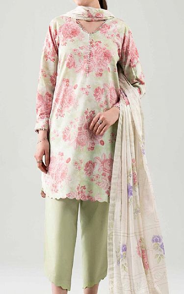 Nishat Light Green/Pink Lawn Suit (2 pcs) | Pakistani Lawn Dress in USA- Image 1