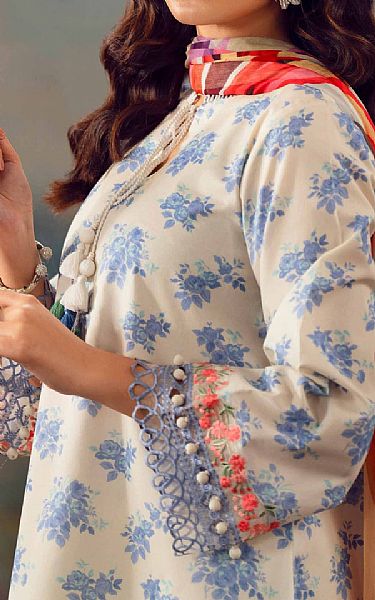 Nishat Beige/Blue Lawn Suit (2 pcs) | Pakistani Lawn Dress in USA- Image 2