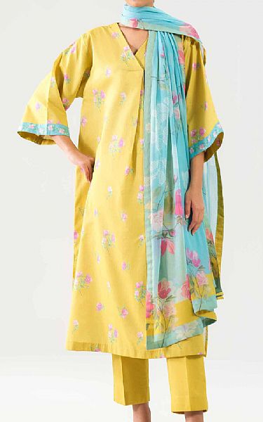 Nishat Yellow Lawn Suit (2 pcs) | Pakistani Lawn Dress in USA- Image 1