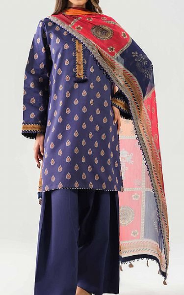 Nishat Navy Blue Lawn Suit (2 pcs) | Pakistani Lawn Dress in USA- Image 1