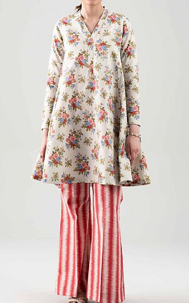 Nishat Off White Cambric Suit (2 pcs) | Pakistani Lawn Dress in USA- Image 1