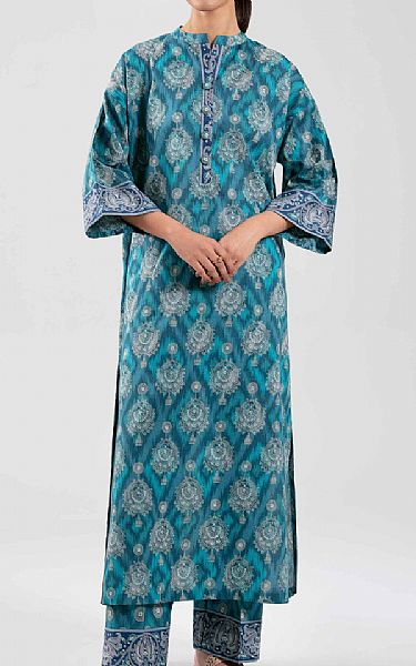 Nishat Turquoise Lawn Suit (2 pcs) | Pakistani Lawn Dress in USA- Image 1