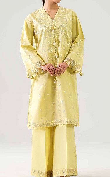 Nishat Light Yellow Lawn Suit (2 pcs) | Pakistani Lawn Dress in USA- Image 1