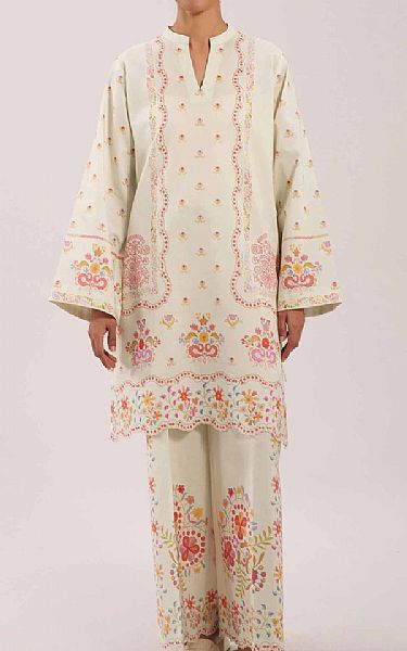 Nishat Cream Lawn Suit (2 pcs) | Pakistani Lawn Dress in USA- Image 1