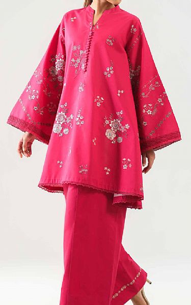 Nishat Warm Pink Cambric Suit (2 pcs) | Pakistani Lawn Dress in USA- Image 1