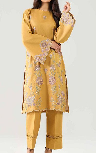 Nishat Mustard Cambric Suit (2 pcs) | Pakistani Lawn Dress in USA- Image 1