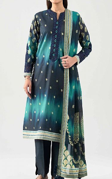 Nishat Black/Sea Green Lawn Suit | Pakistani Lawn Dress in USA- Image 1