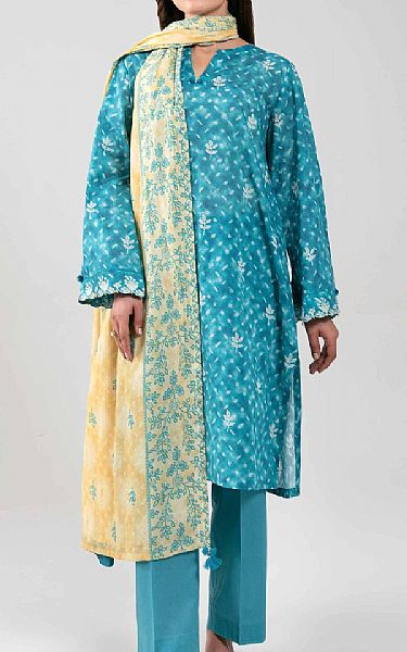 Nishat Teal Blue Lawn Suit | Pakistani Lawn Dress in USA- Image 1