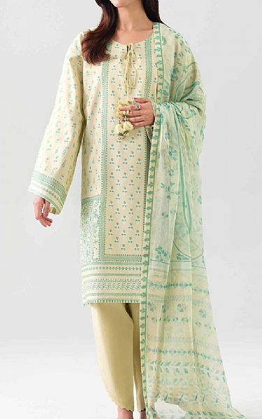 Nishat Off White/Pastel Green Lawn Suit | Pakistani Lawn Dress in USA- Image 1
