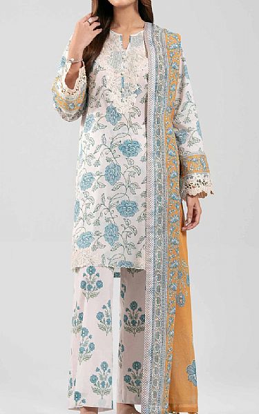 Nishat Off White Lawn Suit | Pakistani Lawn Dress in USA- Image 1