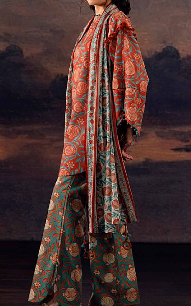 Nishat Dark Pastel Red Lawn Suit | Pakistani Lawn Dress in USA- Image 2