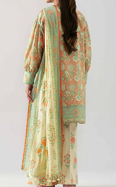 Nishat Light Orange/Cream Lawn Suit | Pakistani Lawn Dress in USA- Image 2