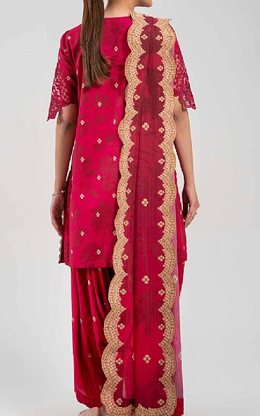 Nishat Dark Pink Lawn Suit | Pakistani Lawn Dress in USA- Image 2