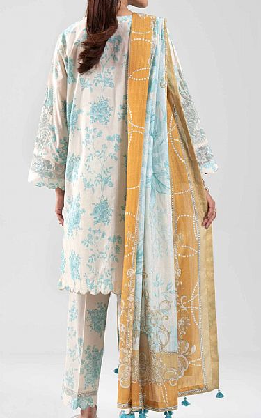 Nishat Off White/Blue Lawn Suit | Pakistani Lawn Dress in USA- Image 2