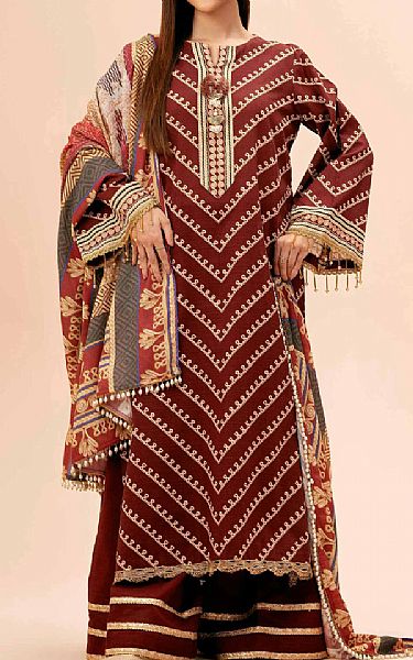 Nishat Persian Plum Khaddar Suit | Pakistani Winter Dresses in USA- Image 1