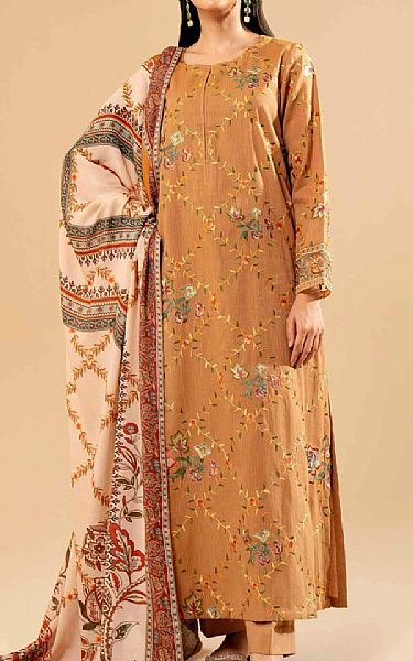 Nishat Persian Orange Yarn Dyed Suit | Pakistani Winter Dresses in USA- Image 1