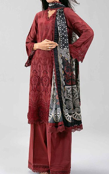 Nishat Wine Lawn Suit | Pakistani Lawn Dress in USA- Image 1