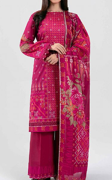 Nishat Cerise Pink Lawn Suit | Pakistani Lawn Dress in USA- Image 1