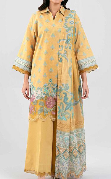 Nishat Sand Gold Lawn Suit | Pakistani Lawn Dress in USA- Image 1
