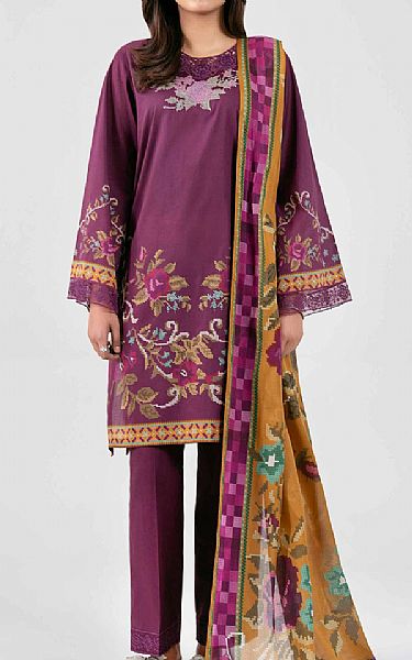 Nishat Plum Lawn Suit | Pakistani Lawn Dress in USA- Image 1
