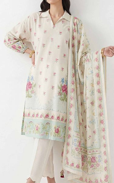 Nishat Off White Lawn Suit | Pakistani Lawn Dress in USA- Image 1
