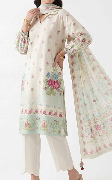 Nishat Off White Lawn Suit | Pakistani Lawn Dress in USA- Image 2