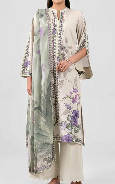 Nishat Beige Lawn Suit | Pakistani Lawn Dress in USA- Image 1