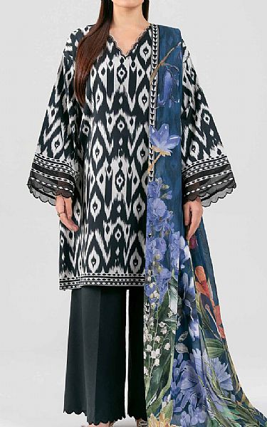 Nishat Black/Off White Lawn Suit | Pakistani Lawn Dress in USA- Image 1