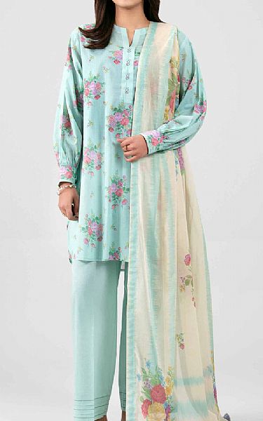 Nishat Pale Aqua Lawn Suit | Pakistani Lawn Dress in USA- Image 1
