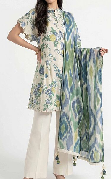 Nishat Ivory Lawn Suit | Pakistani Lawn Dress in USA- Image 1