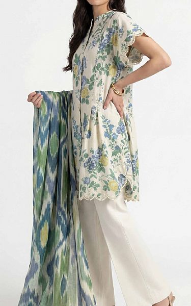 Nishat Ivory Lawn Suit | Pakistani Lawn Dress in USA- Image 2