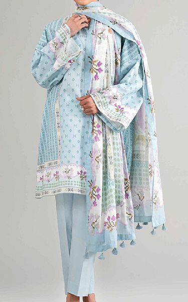 Nishat Light Blue Lawn Suit | Pakistani Lawn Dress in USA- Image 1