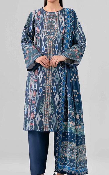 Nishat Navy Blue Lawn Suit (2 pcs) | Pakistani Lawn Dress in USA- Image 1
